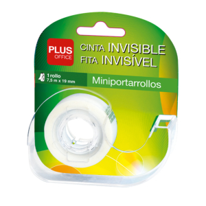 CINTA ADHESIVA INVISIBLE PLUS OFFICE CON MINI PORTARROLLOS 19 MM X 7,5 M                            