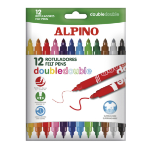 ROTULADORES ALPINO DOUBLE PUNTA TINTA LAVABLE 12 UNID. BLÍSTER COLORES SURTIDOS REF. AR000013N