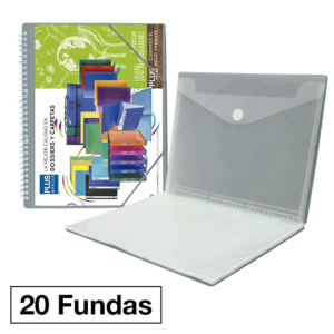 CARPETA PLUS OFFICE ESPIRAL GOMAS A4 20 FUNDAS GRIS MANHATTAN                                       