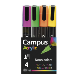ROTULADORES PUNTA DE FIBRA CAMPUS ACRYLIC BLÍSTER 4 UNID. COLORES NEÓN REF. 81761