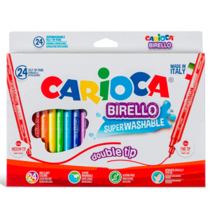 ROTULADORES CARIOCA BIRELLO DOBLE PUNTA TINTA LAVABLE 24 UNID. COLORES SURTIDOS