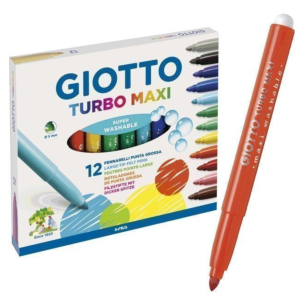 ROTULADOR GIOTTO TURBO MAXI TINTA LAVABLE 12 UNID. COLORES SURTIDOS
