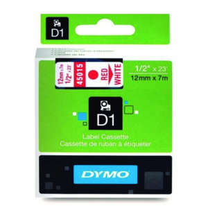 CINTA DYMO D1 ROJO/BLANCO 12MM X 7M                                                                 