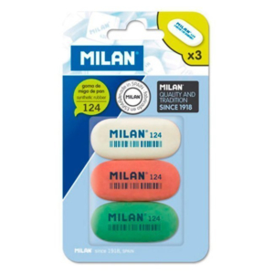 GOMA DE BORRAR MILAN 124 BLÍSTER DE 3 GOMAS REF. 9203