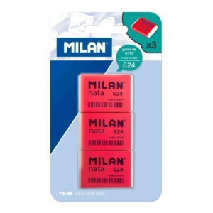 GOMA DE BORRAR MILAN 624 BLÍSTER DE 3 GOMAS REF. 9205