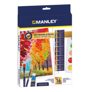 SET DE PINTURA ACRÍLICA MANLEY DE 16 PIEZAS