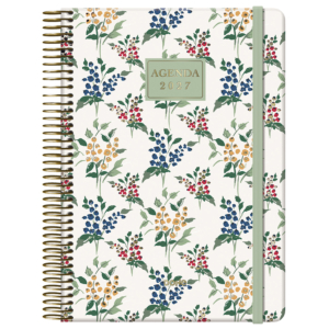 AGENDA ESPIRAL VELVET DÍA PÁGINA COLOR MIMOSA 14 X 20 CM.