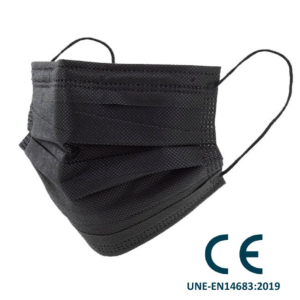 MASCARILLA QUIRÚRGICA MÉDICA 3 CAPAS IIR NEGRA