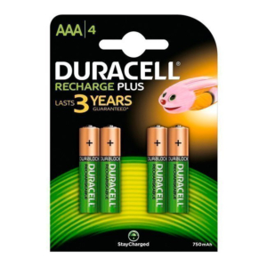 PILA DURACELL RECARGABLE 750 MAH HR03 AAA 1,2 VOLTIOS (BLÍSTER 4 UNID.)