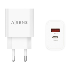 CARGADOR AISENS USB DOBLE 1QC3 + 1USB-C-A PD3.0