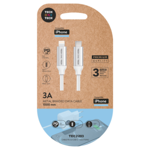 CABLE T1T PD 3.0 USB-C A LIGHTNING 1 M. 3A