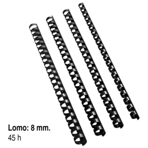 CANUTILLOS DE PLÁSTICO REDONDO 8 MM. 45 HOJAS (200 UNID./CAJA)