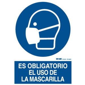CARTEL "ES OBLIGATORIO EL USO DE LA MASCARILLA" 210 X 297 MM. REF. SO16