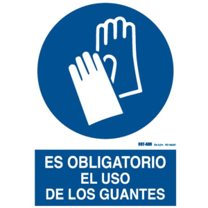 CARTEL "ES OBLIGATORIO EL USO DE LOS GUANTES" 210 X 297 MM. REF. SO36