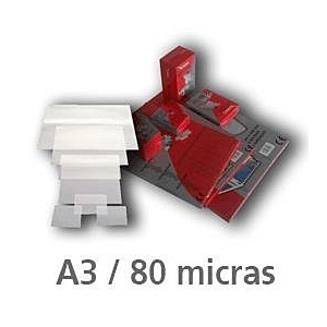 PLÁSTICO PARA PLASTIFICAR A/3 426X303 80 MICRAS (100UDS/CAJA)