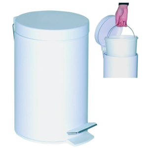 PAPELERA PEDAL METÁLICA BLANCO CON CUBO INTERIOR REF. C-96