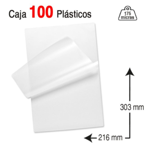 PLÁSTICO PARA PLASTIFICAR A4 303 X 216 MM., 175 MICRAS 100 UNID. CAJA