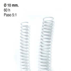 ESPIRAL PLÁSTICO BLANCO PARA ENCUADERNAR 10 MM. (PASO 64 5:1)