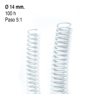 ESPIRAL PLÁSTICO BLANCO PARA ENCUADERNAR 14 MM (PASO 64 5:1)