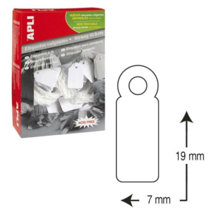 ETIQUETAS COLGANTES APLI 7 X 19 MM. (1000 ETIQ./CAJA) REF. 383 
