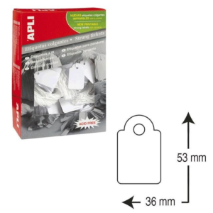 ETIQUETAS COLGANTES APLI 36 X 53 MM. (500 ETIQ./CAJA) REF. 392