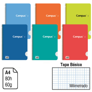BLOC ESPIRAL CAMPUS A4 TAPA BÁSICA 80 H. MILIMETRADO REF. 1152