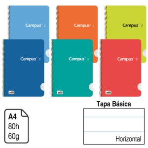 BLOC ESPIRAL CAMPUS A4 TAPA BÁSICA 80 H. HORIZONTAL REF. 1151