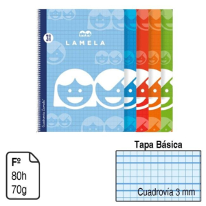 BLOC ESPIRAL LAMELA FOLIO TAPA BÁSICA 80 H. 70 G. CUADROVÍA 3 MM. REF. 07F003