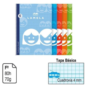 BLOC ESPIRAL LAMELA FOLIO TAPA BÁSICA 80 H. 70 G. CUADROVÍA 4 MM. REF. 07F004