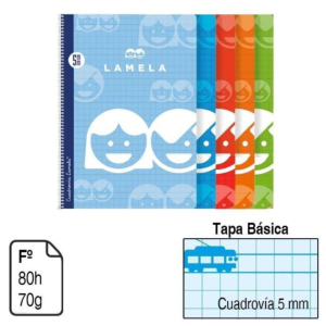 BLOC ESPIRAL LAMELA FOLIO TAPA BÁSICA 80 H. 70 G. CUADROVÍA 5 MM. REF. 07F005