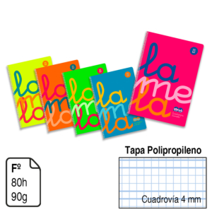 BLOC ESPIRAL LAMELA Fº TAPA POLIPROPILENO 80 H. 90 G. CUADROVÍA 4 MM. REF. 7FTP004S