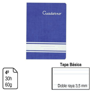 LIBRETA GRAPADA PACSA 4º TAPA PAPEL COUCHÉ 30 H. DOBLE RAYA 3,5 MM.