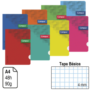 LIBRETA GRAPADA CAMPUS A4 TAPA BÁSICA 48 H. 90 G. CUADRÍCULA 4 MM. REF. CN-002146