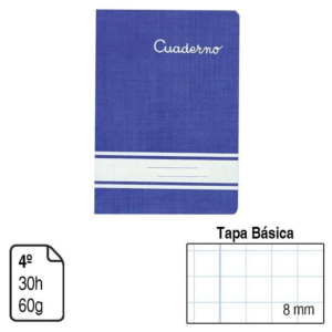 LIBRETA GRAPADA PACSA 4º TAPA PAPEL COUCHÉ 30 H. CUADRÍCULA 8 MM.