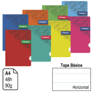 LIBRETA GRAPADA CAMPUS A4 TAPA BÁSICA 48 H. 90 G. HORIZONTAL REF. HN-002150