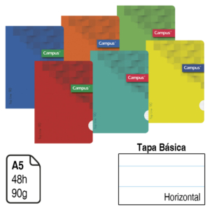 LIBRETA GRAPADA CAMPUS A5+ TAPA BÁSICA 48 H. 90 G. HORIZONTAL REF. HN-002203