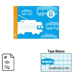 LIBRETA GRAPADA LAMELA 4º TAPA BÁSICA 16 H. 70 G. CUADROVÍA 6 MM. APAISADO REF. 05006