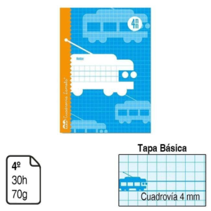 LIBRETA GRAPADA LAMELA 4º TAPA BÁSICA 30 H. 70 G. CUADROVÍA 4 MM. NATURAL REF. 06004