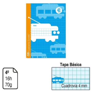 LIBRETA GRAPADA LAMELA 4º TAPA BÁSICA 16 H. 70 G. CUADROVÍA 4 MM. NATURAL REF. 05004