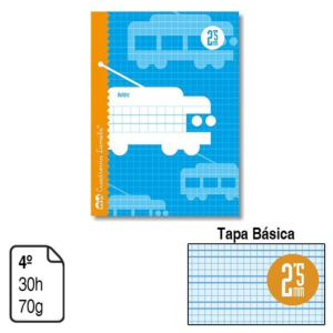 LIBRETA GRAPADA LAMELA 4º TAPA BÁSICA 30 H. 70 G. CUADROVÍA 2,5 MM. NATURAL REF. 06002