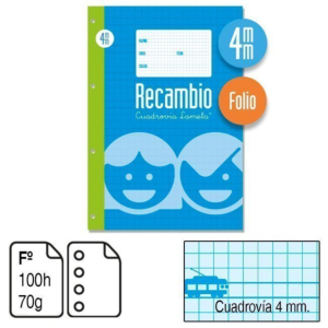 RECAMBIO LAMELA FOLIO CUADROVÍA 4MM. 100H 70G REF. 9004