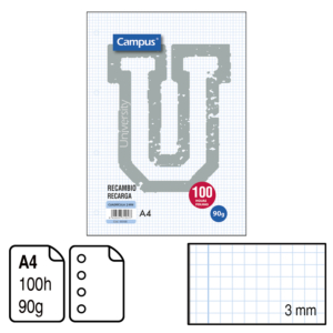 RECAMBIO CAMPUS A4 CUADRÍCULA 3 MM. 100 . 90 G. REF. 2438
