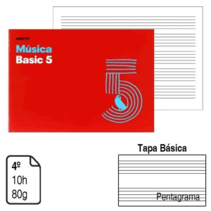 BLOC GRAPADO ADDITIO MÚSICA BASIC 5 4º TAPA BÁSICA 10 H. 80 G. PENTAGRAMA REF. M-05