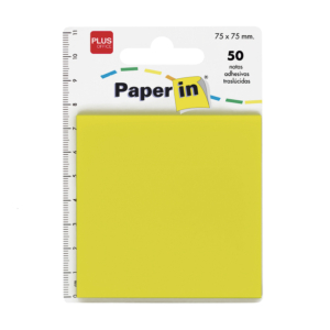 BLOC DE NOTAS REPOSICIONABLES TRANSLÚCIDAS PAPER IN 75 X 75 MM. AMARILLO