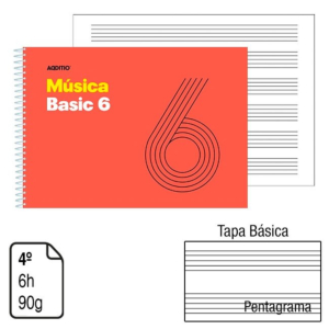 BLOC GRAPADO ADDITIO MÚSICA BASIC 6 4º TAPA BÁSICA 6 H. 80 G. PENTAGRAMA REF. M-06