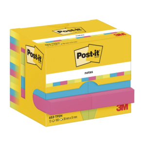 BLOC DE NOTAS REPOSICIONABLES POST-IT COLECCIÓN ENERGETIC 38 X 51 MM. REF. 653 TFEN