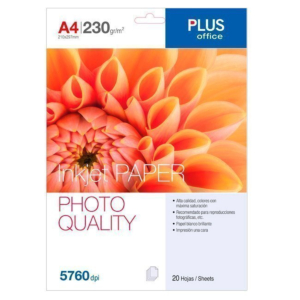 PAPEL FOTOGRÁFICO PLUS OFFICE A4 PHOTO PAPER 5760 DPI 20 H. REF. FP-790505