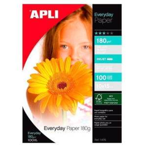 PAPEL FOTOGRÁFICO GLOSSY APLI 10X15 CM. 180 G. REF. 11476