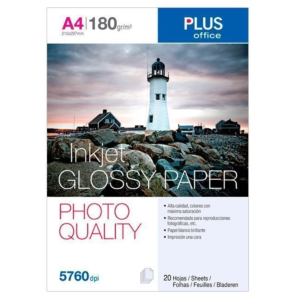 PAPEL FOTOGRÁFICO PLUS OFFICE A4 GLOSSY PAPER PHOTO QUALITY 2880 DPI 20 H. REF. GP-790987