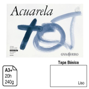 BLOC ENCOLADO GUARRO ACUARELA A3+ TAPA BÁSICA 20 H. 240 G. REF. 720